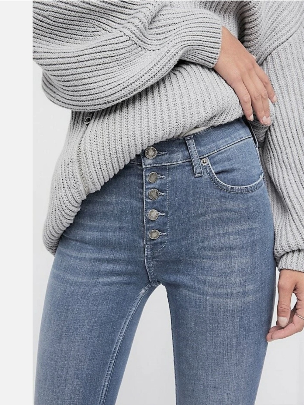 Free People Reagan Button Fly Raw Hem Crop Skinny Jeans. Sz 27
